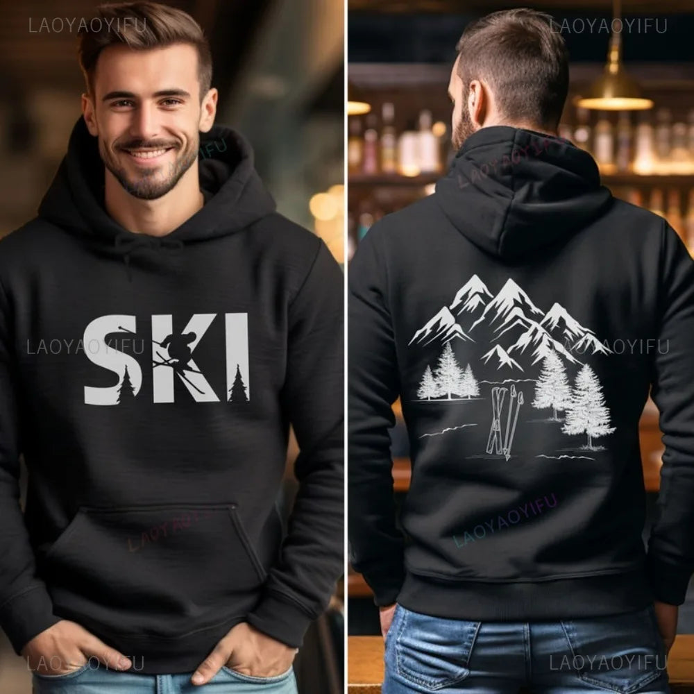 Skiing Ski Winter Sports Hoodie Mountain Snowboard Graphic Printed Sweatshirt Casual Fashion Loose Harajuku Women Man Hoodies