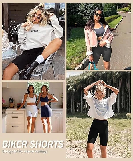 Women's Sports Shorts With Side Pockets Casual Shorts Leggings High Waist Tummy Control Running Leggings Compression Shorts