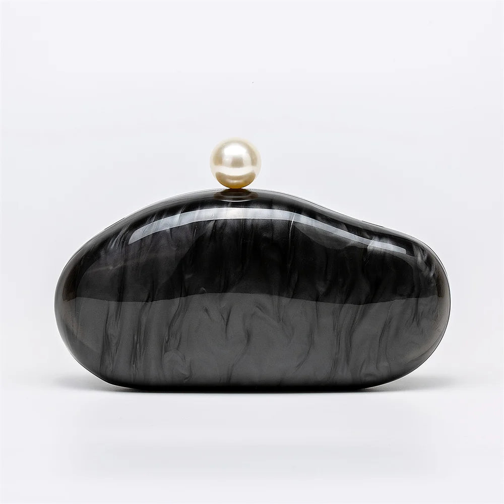 New Pearl Marble Red Green Brown Black Acrylic Box Clutches Evening Bags Women Luxury Designer Purses Bridal Wedding Party Bags
