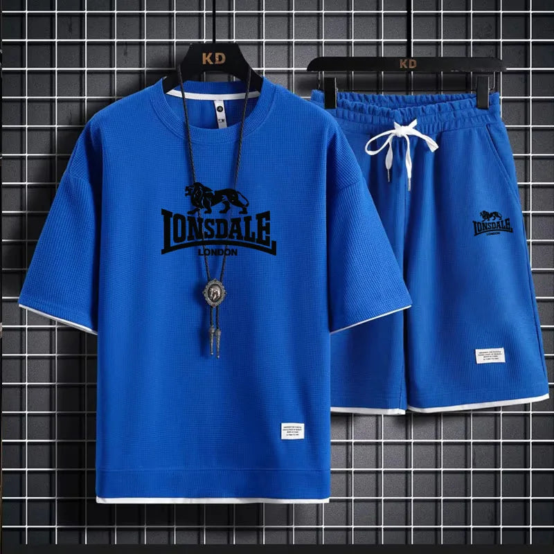 Brand-new summer comfortable men's sportswear, 2026 model fitness casual short-sleeved T-shirt and shorts set, two-piece set