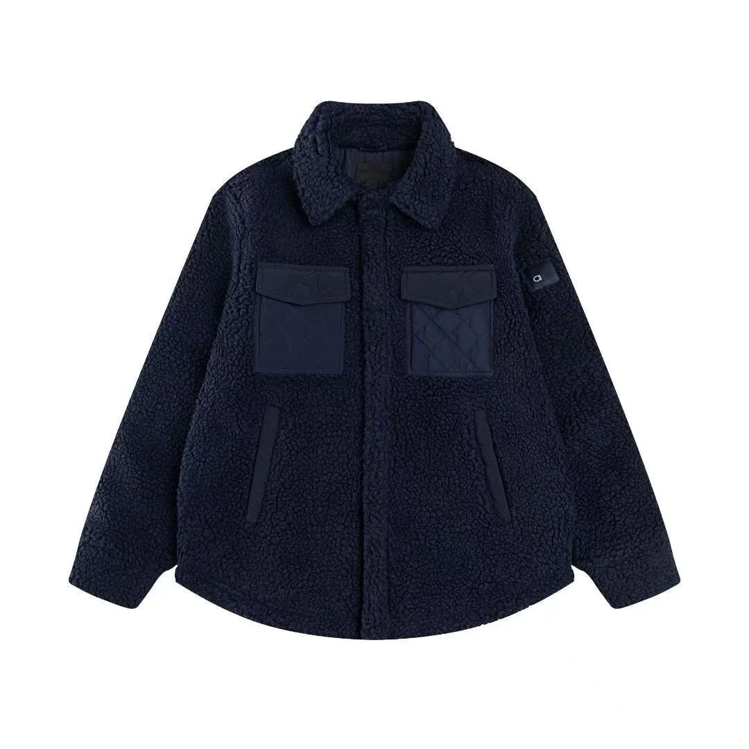 2025 Autumn/Winter New Women's Versatile Minimalist Fashion Warm Lamb Fleece Long Sleeve Coat