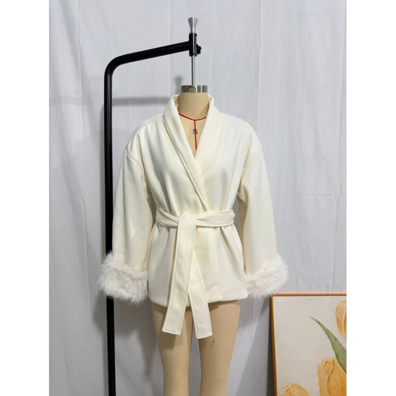 QICHE High‑End Wool‑Blend Women Outerwear Chic Fashion Jacket For European‑Vibe Ladies Autumn‑Winter New Arrival