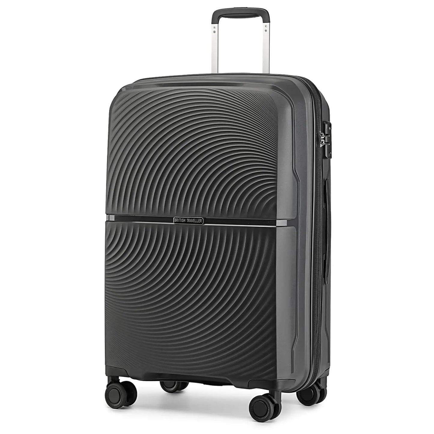 British Traveller 20/24/28" Lightweight Hardshell Suitcase - 4-Wheel Polypropylene Check-In Luggage with TSA Lock (23kg)