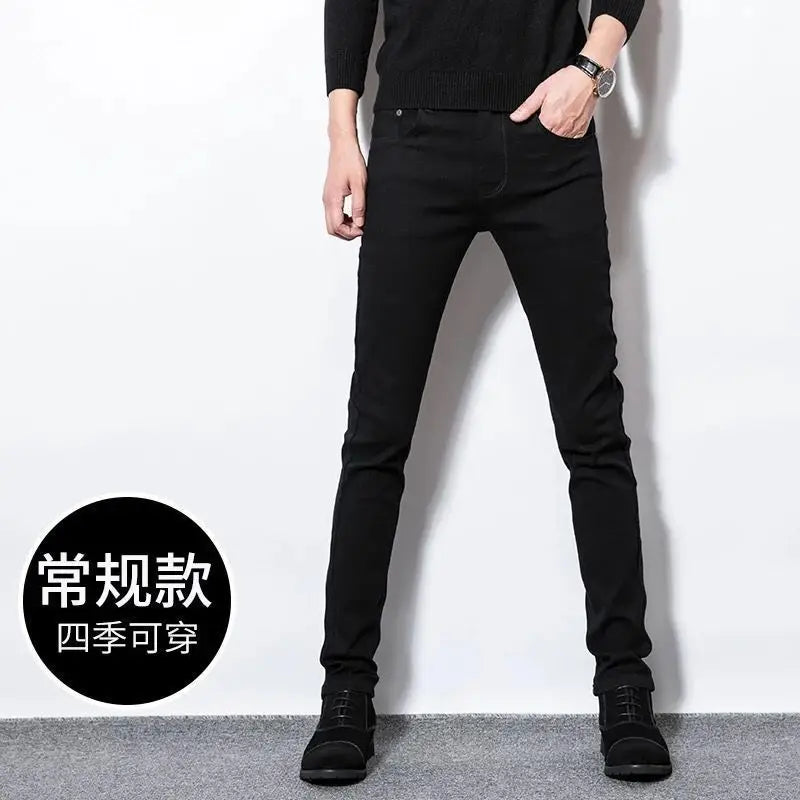 Men's Slim Fit Jeans mid Waist Elastic Waistband Casual Pants Patchwork Design Breathable Comfortable Summer Jeans