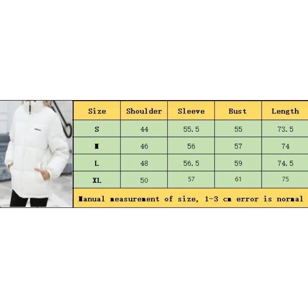 DRESS WELL STORE Solid Warm Coats Women Harajuku Fashion Casual Bread Down Jacket Long Sleeved Autumn Winter Comfortable Streetwear 