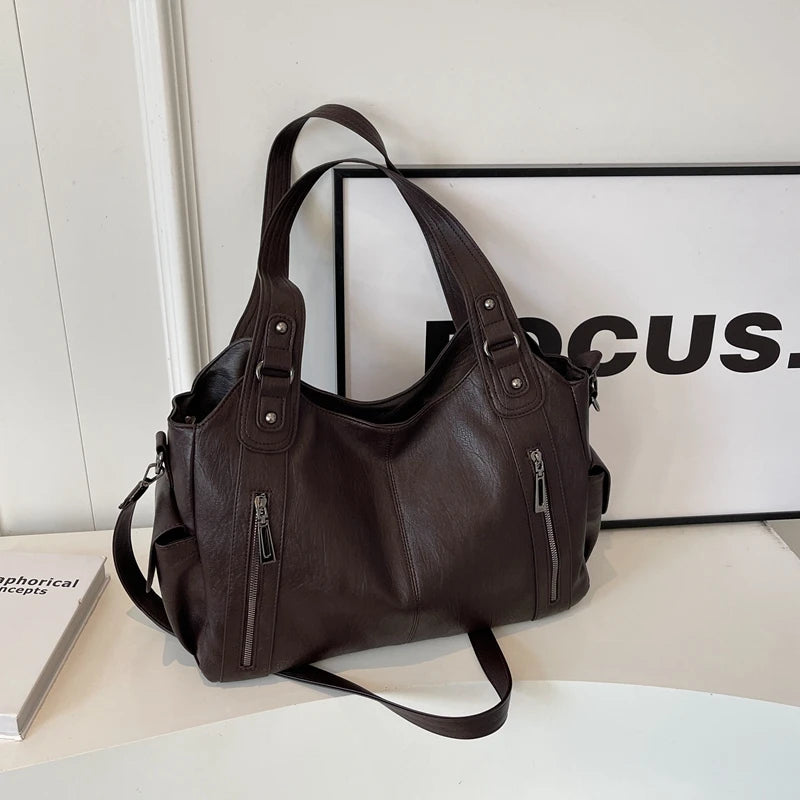Daily Business Commuting Large Capacity Tote Hand Bags Soft Leather Shoulder Crossbody Bags for Women Handbags Sturdy Durable