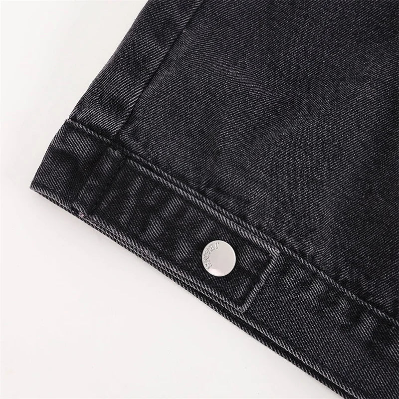 Fashion Women's Black Washed Denim Jackets Spring Autumn Vintage Jeans Coat Oversize Loose Outerwear Lady Casual Tops Overcoat
