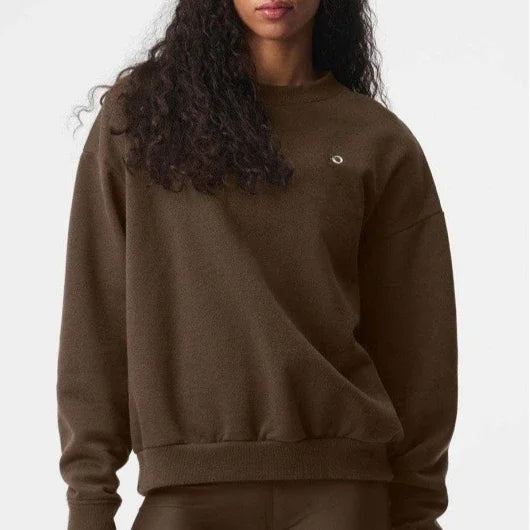 Same Style Letter Round Neck Long Sleeve Top Fashion Elegant Loose Couple Hoodie Solid Color Simple Loose Casual Hoodie 2025