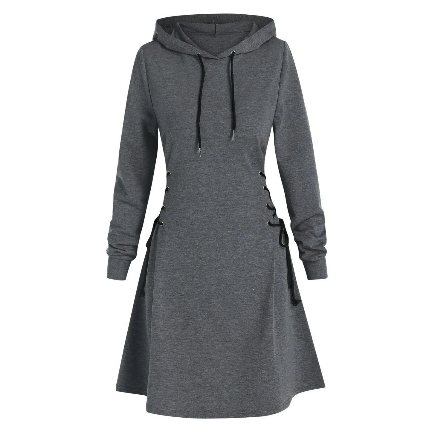 woman Women's Clothing Hoodies Sweatshirts Women's slim fit waist cinching strap drawstring long hooded sweatshirt Sweatshirts