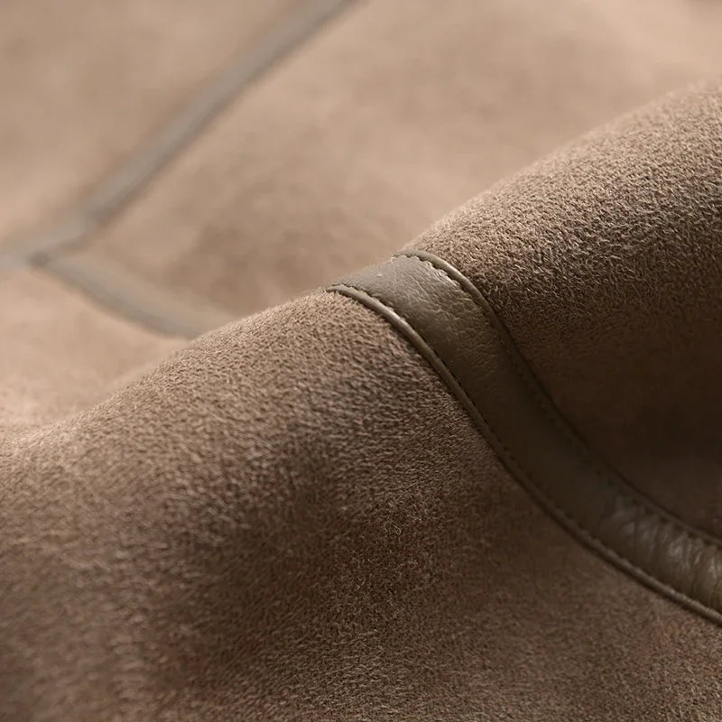 Winter Women Thick Warm Suede Lamb Jacket Short Motorcycle Brown Coats Faux Shearling Sheepskin Leather Jackets Outwear