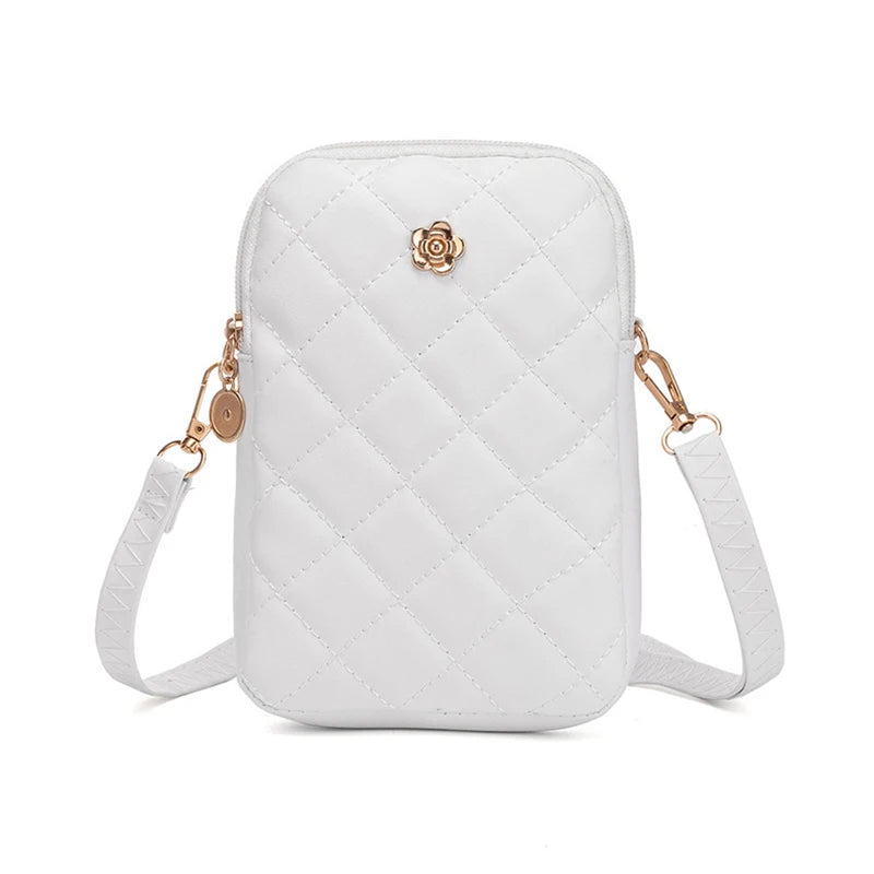 Embroidery Mobile Phone Bags Women Fashion Shoulder Bag Female Mini Crossbody Messenger Bags PU Leather Clutch Wallet Pouch