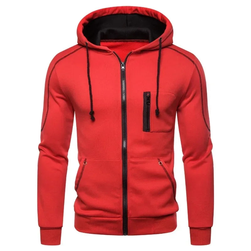 Casual Men Hoodie Sweatshirt 2025 Slim Male Zipper Streetwear Cardigan Hoodies Outerwear Black Sportswear Men Hooded Jacket
