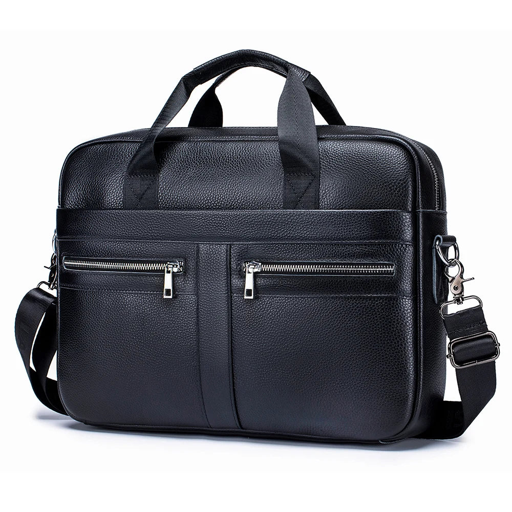 Hot Selling Men's Bags, Leather Handbags, Men's Top Layer Cowhide Briefcase, 15 Inch Computer File Bag