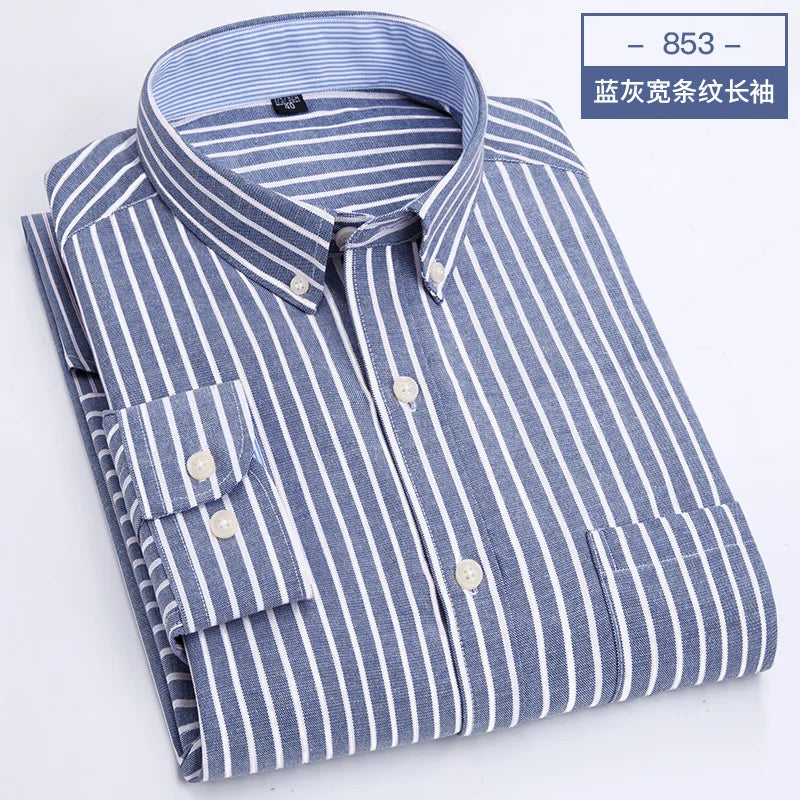 Men's long sleeve shirt Oxford woven casual non-ironing spring summer autumn slim top comfortable trend fashion with white shirt