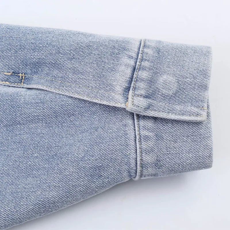 UETEEY Fashionable Versatile Loose Long Sleeve Denim Jacket Women's Cross-Border Street Style Thickened Zipper Closure