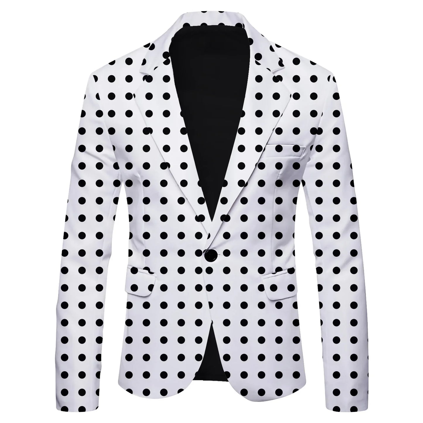 HOO 2025 New Men's Polka Dot Print Leisure blazer Jacket British Fashion Slim-Fitting blazer Pattern Customization