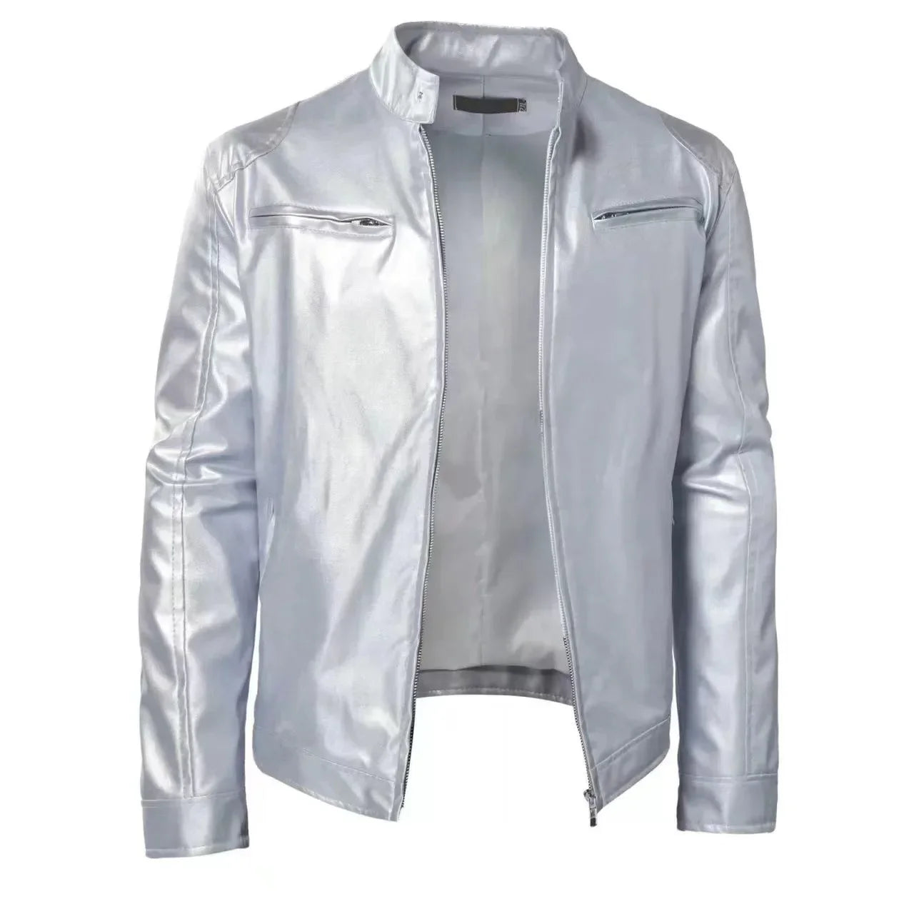 Men's Leather Jacket Bomber Motorcycle Biker Pu Leather Casual Loose Fit Faux Jacket for Men