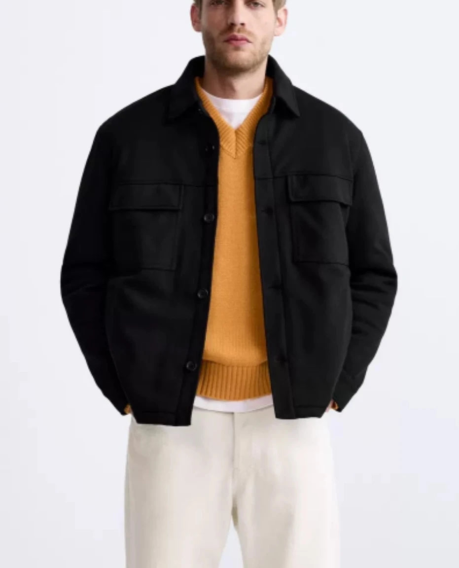 Spring Menswear Texture irt Jaet Multi-ket Workwear Sle Casual Long Sve Collared Outerwear for Middle Youth