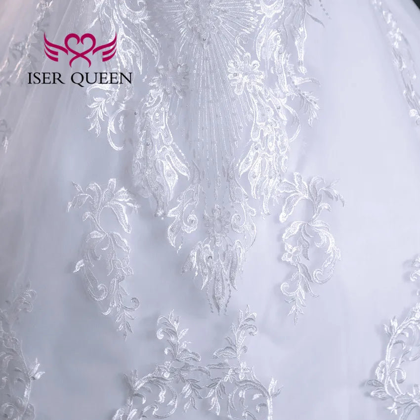 Customized Beading V neck Pretty Lace Embroidery Wedding Dress 2026 Ball Gown Plus Size Elegant Wedding Dresses For Women WX0298