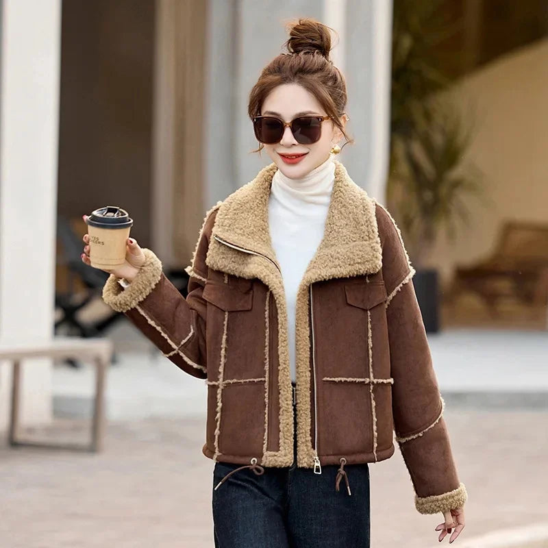 Winter Hot Sale Of The Season Fashionable Trendy Good Looking Leather Fur Integrated Jacket Short Outerwear Women's Clothing No