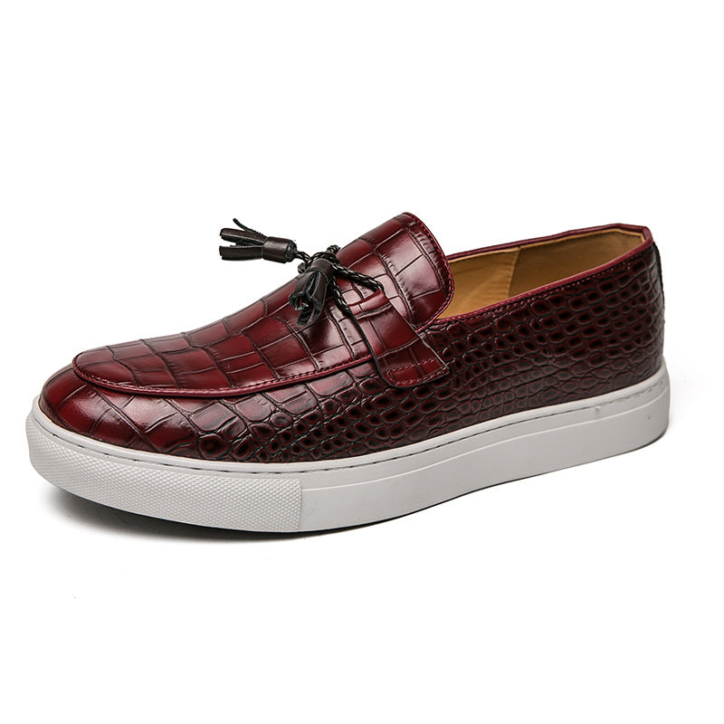 Zapatillas con borlas de moda de tallas grandes para hombre, estilo británico informal para jóvenes