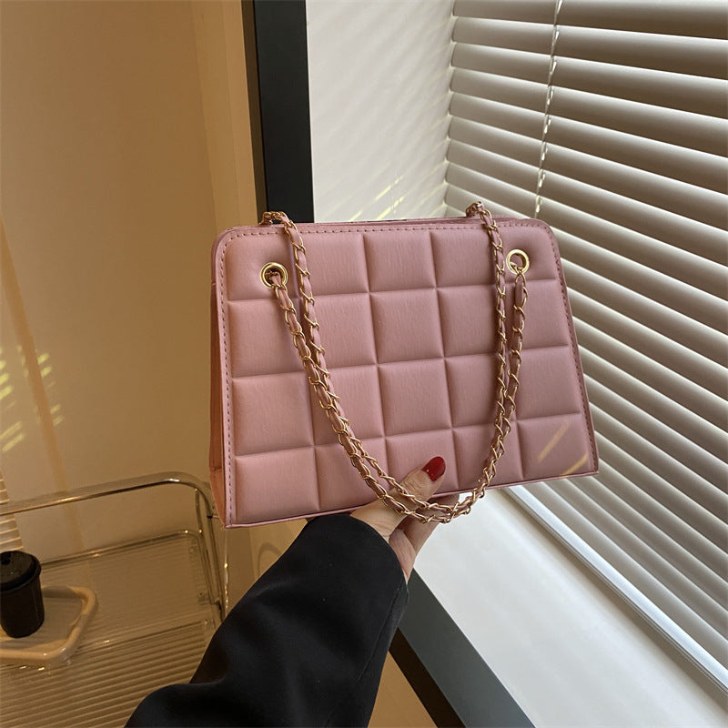 Bolso de Cuadros Pequeño con Bordado de Patrón de Diamantes para Mujer