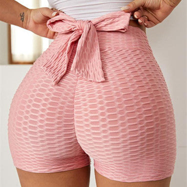Pantalones cortos deportivos jacquard de yoga burbuja para mujer