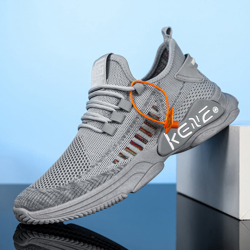 Zapatillas casuales transpirables de superficie de malla deportiva con fondo suave para hombre de talla grande