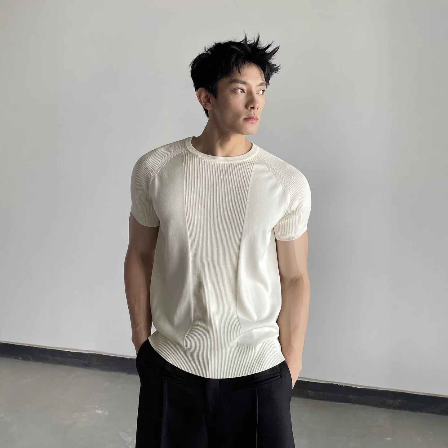 American-style Ribbed-texture Fitness Top