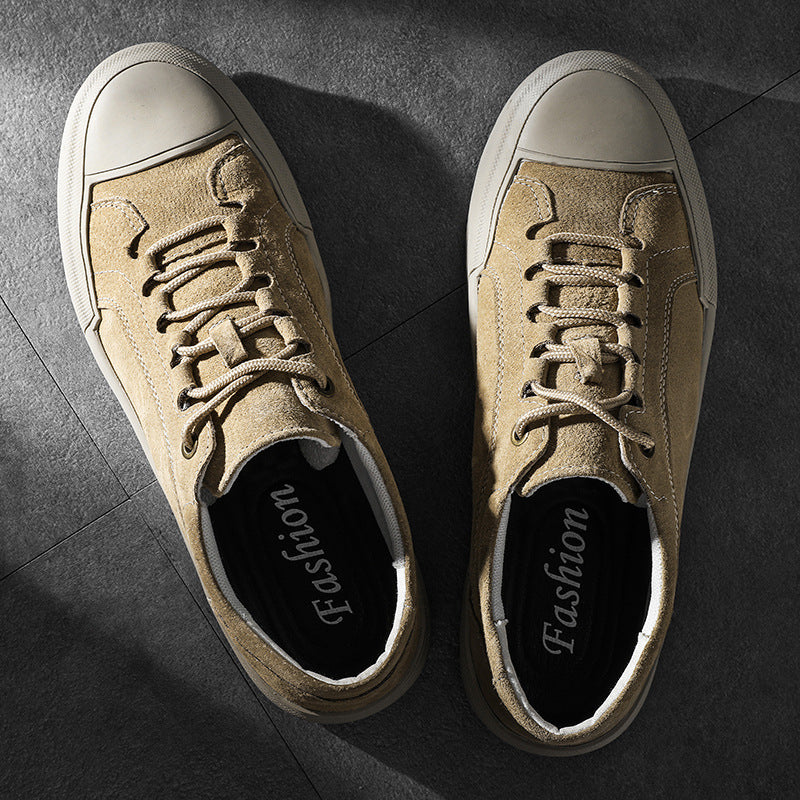 Nuevos zapatos de tabla de cuero esmerilado retro de caña baja para hombre a la moda