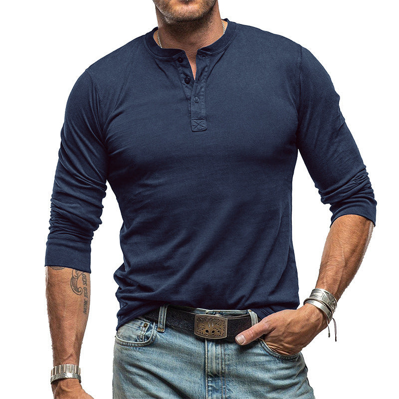 Men's Fashionable Pure Cotton Crewneck Long-Sleeve