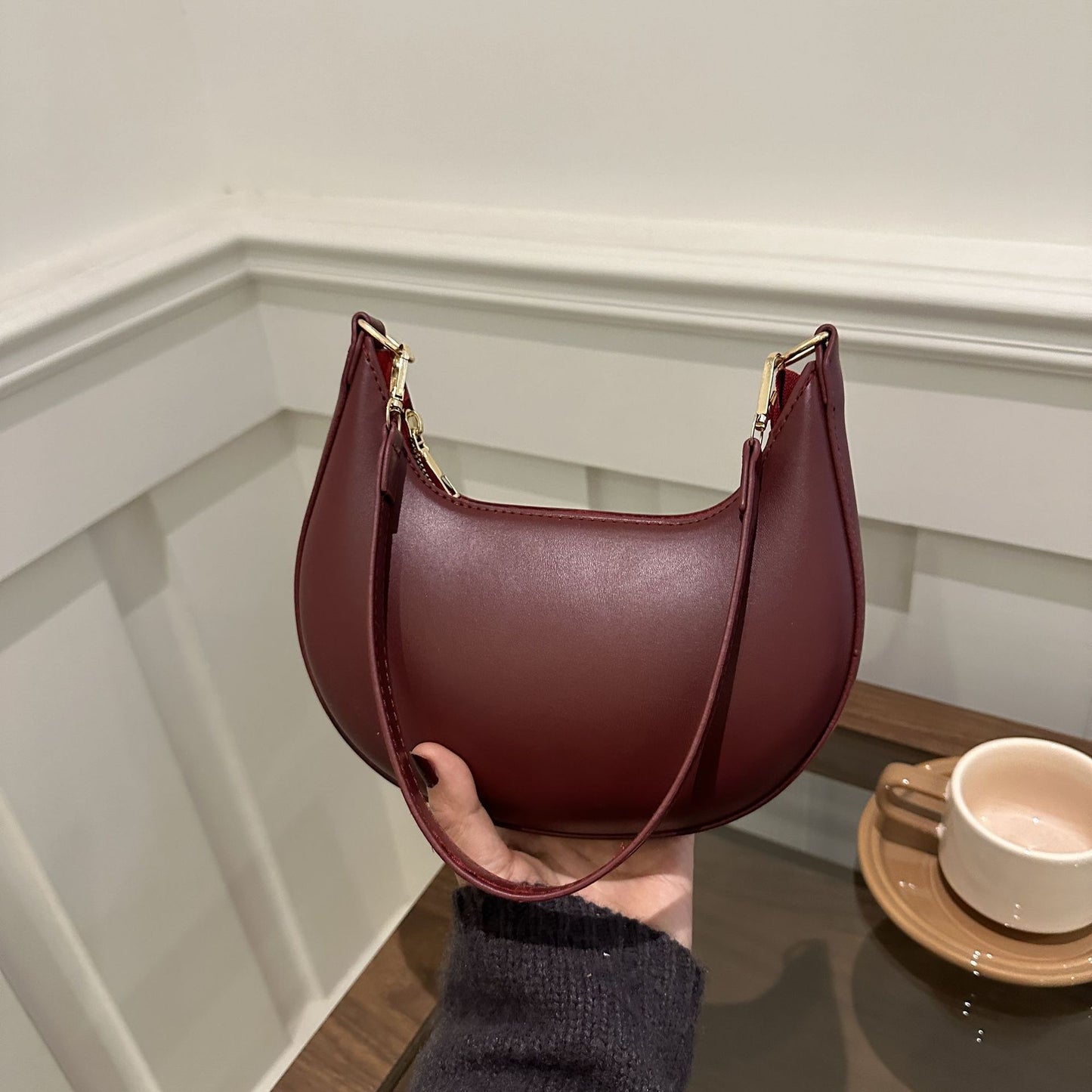 Bolso de Hombro Texturizado Niche Crescent, Nuevo y Sencillo, que Combina con Todo, Para Mujer
