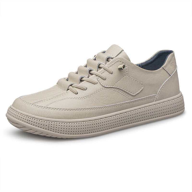 Zapatos Casuales Transpirables de Skateboard con Superficie de Piel de Vaca de Punta Redonda para Hombre