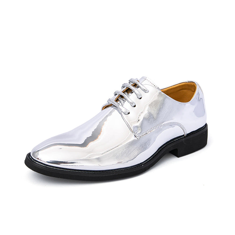Zapatos de cuero brillante para hombre de estilo británico con puntera puntiaguda