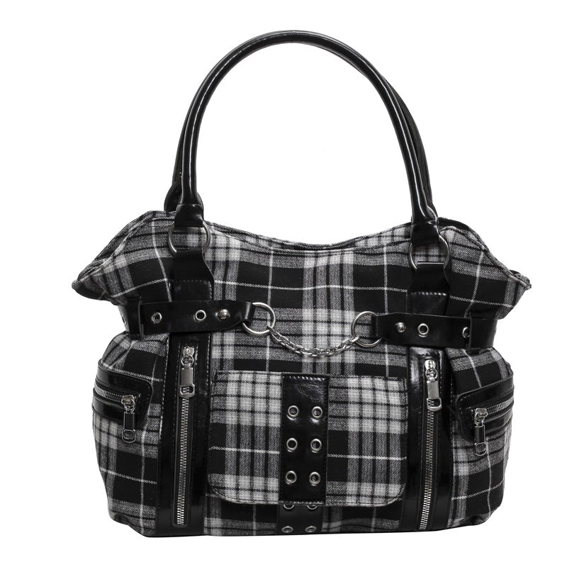New Casual Womens Bag With A Cinched Waist And Locomotive-style Rivets