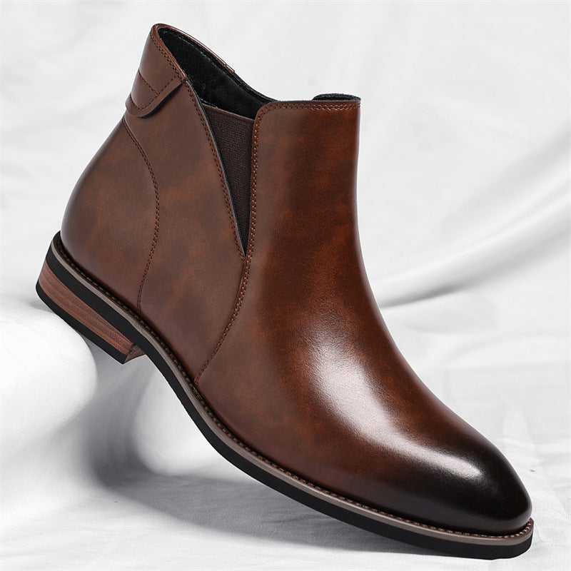 Botines formales de cuero para hombre de caña alta de estilo retro