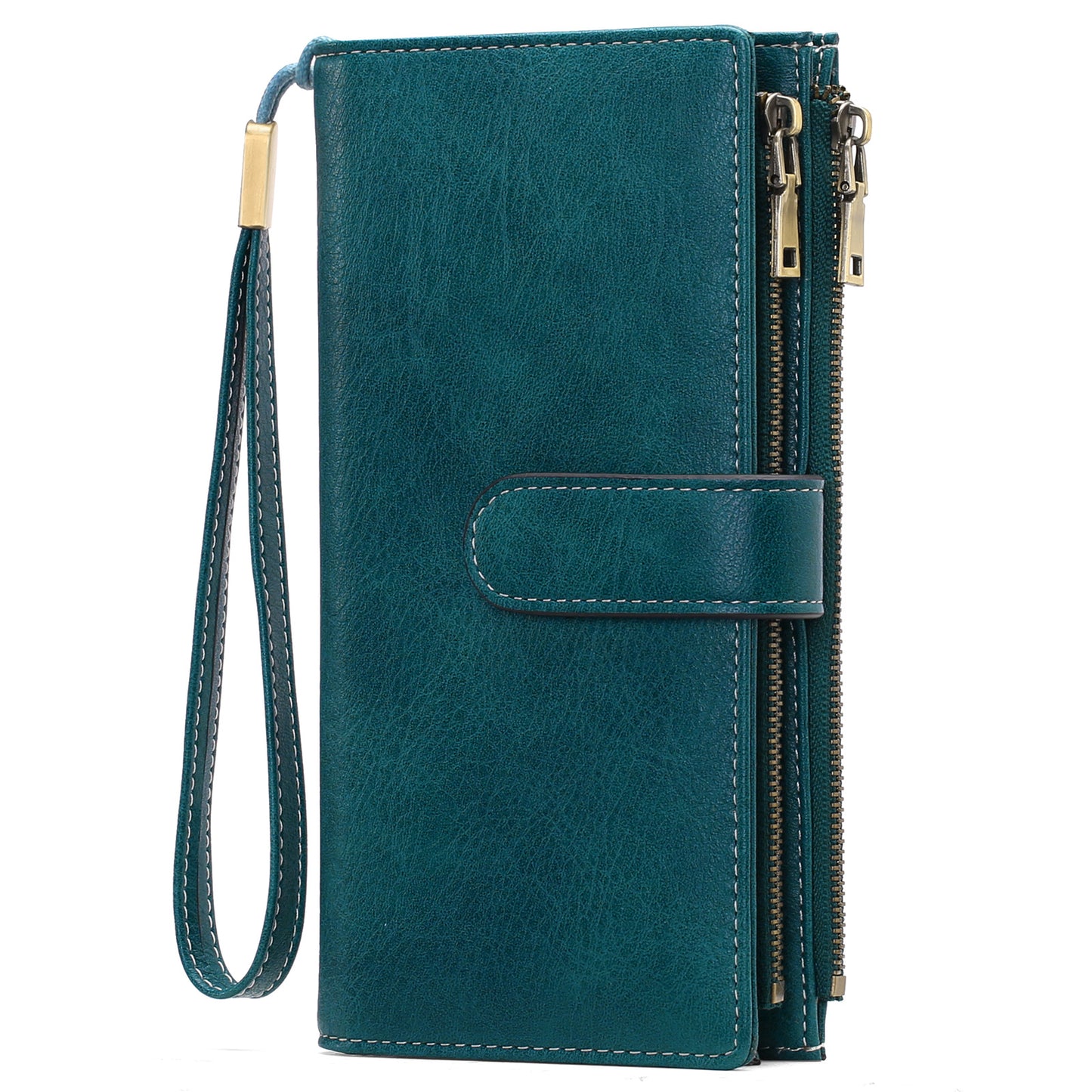Womens Long Wallet Multi-functional Vintage Tri-fold Purse