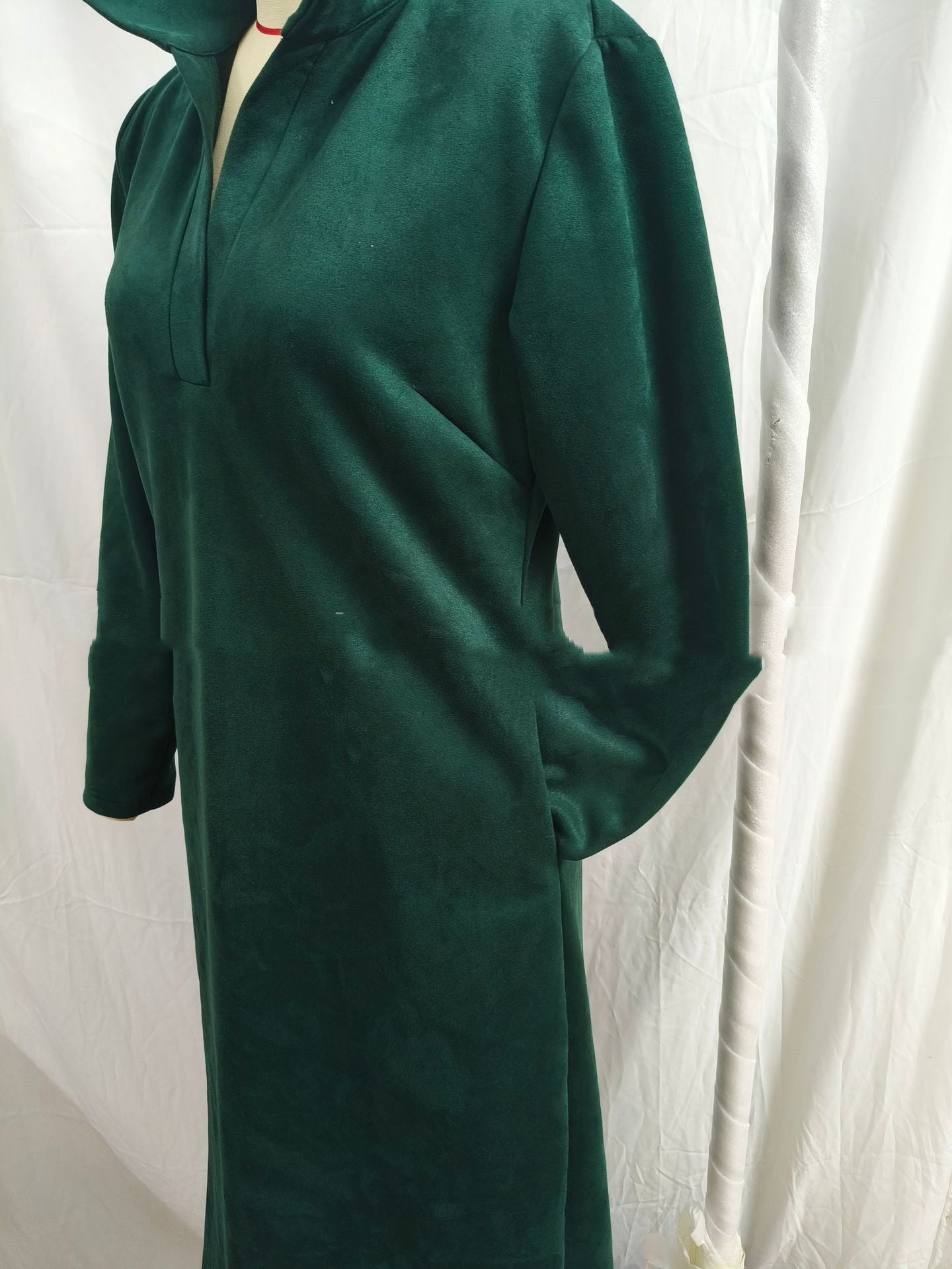Suede Loose Casual Solid Color Long Sleeve Mid-length Dress