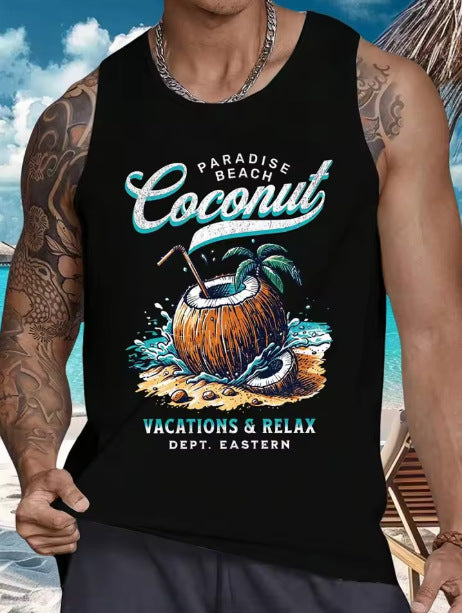 Camiseta sin mangas con estampado digital para hombre