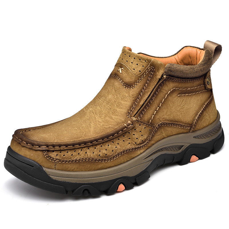 Zapatos casuales de exterior de caña alta de primavera de piel de vaca para hombre