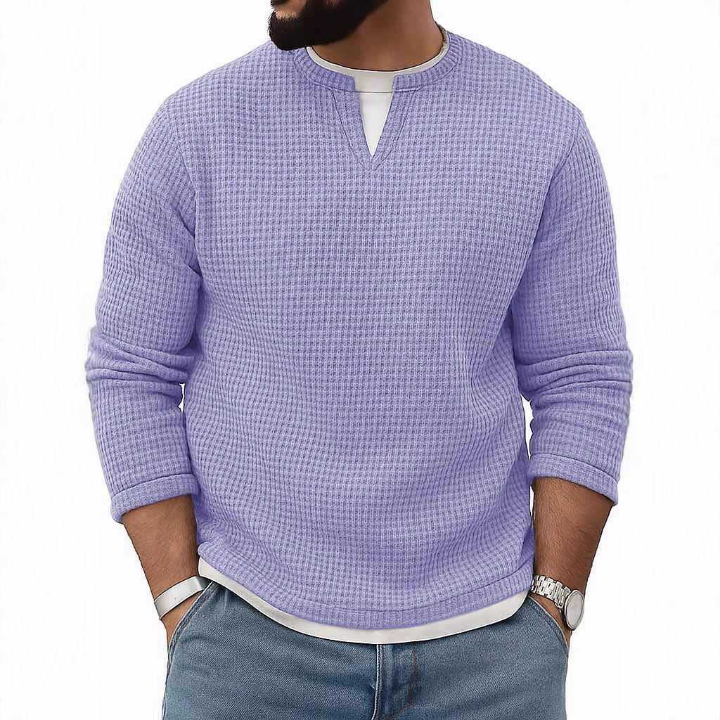 Conjunto de dos piezas de manga larga con cuello redondo para hombre, otoño-invierno