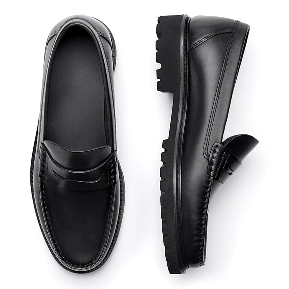 Zapatos de cuero para hombre, mocasines, primera capa de piel de vaca, informales, sencillos, de suela blanda