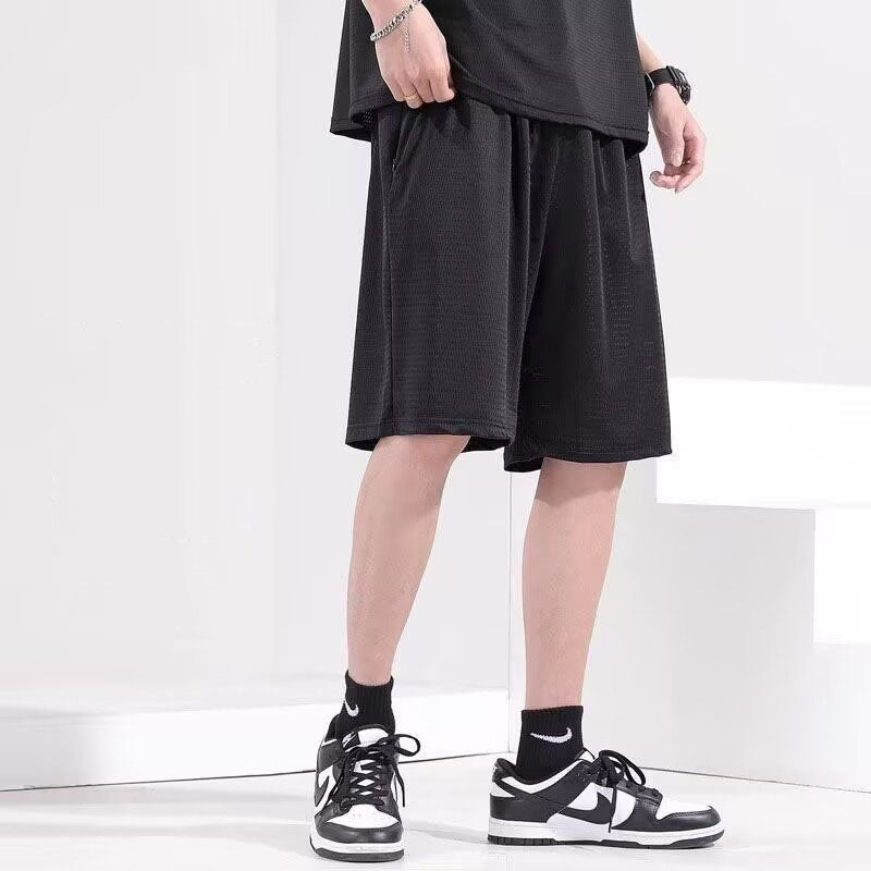 Mens Ice Silk Cropped Sports Casual Pants