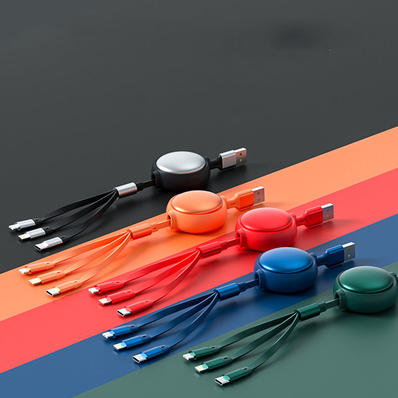 Cable USB 3 en 1, Cable Micro USB Tipo C 3 en 1, Cable de carga USB C retráctil de 2.4A