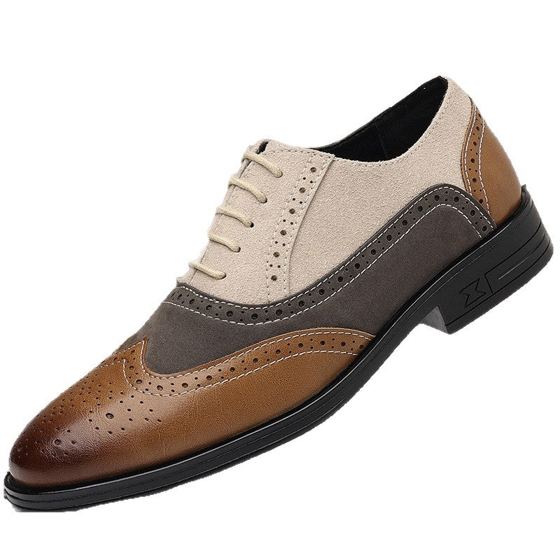 Zapatos casuales de cuero con punta estilo brogue para hombre de talla grande