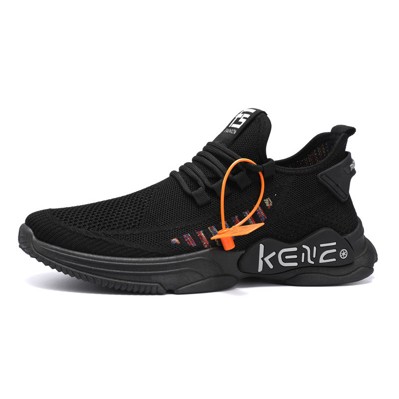 Zapatillas casuales transpirables de superficie de malla deportiva con fondo suave para hombre de talla grande
