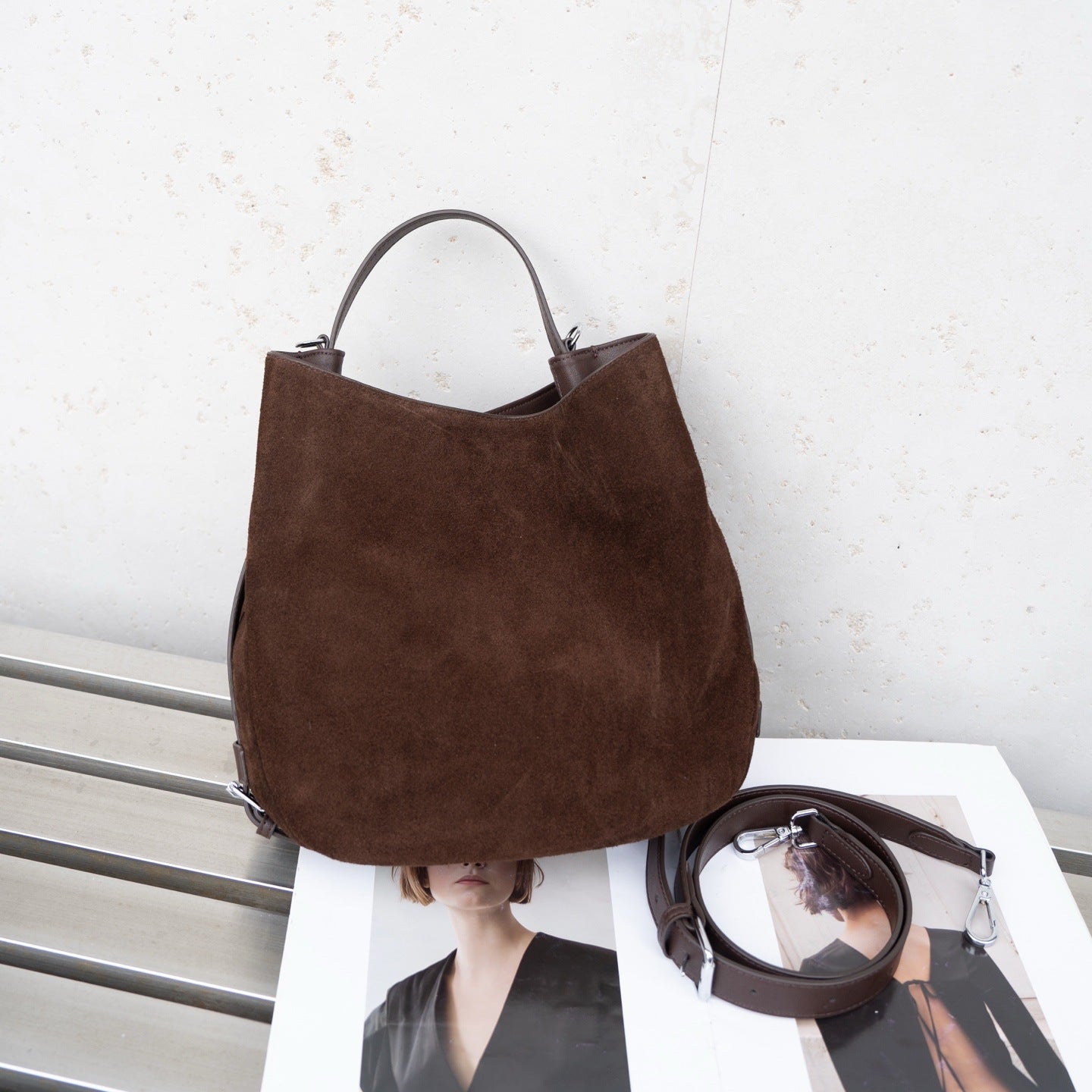 Bolso cruzado de hombro de piel de vacuno mate