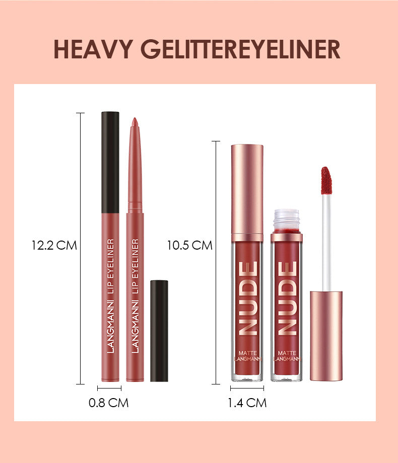 Juego de maquillaje de 12 piezas de delineador de labios y lápiz labial, 6 labiales mate y 6 delineadores de labios, lápiz labial mate resistente al agua de larga duración, cosméticos de belleza, regalo de maquillaje para niñas, juego de lápices labiales