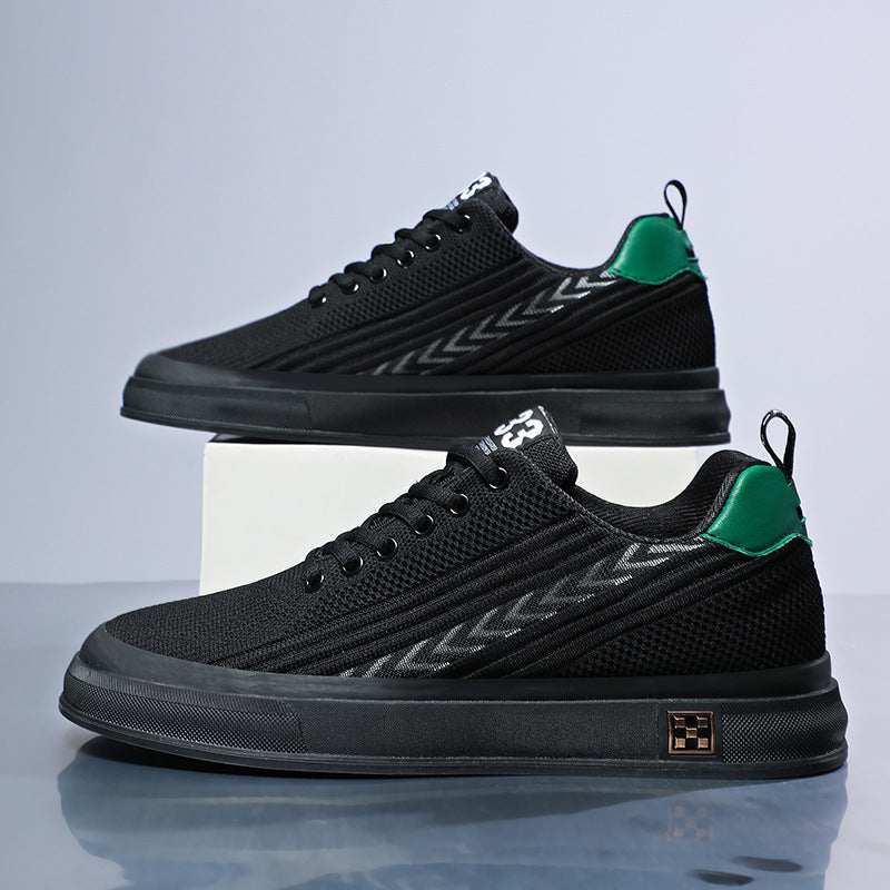 Zapatillas voladoras tejidas de malla resistente al desgaste, deportivas informales, con plantilla invisible de aumento de altura para hombre