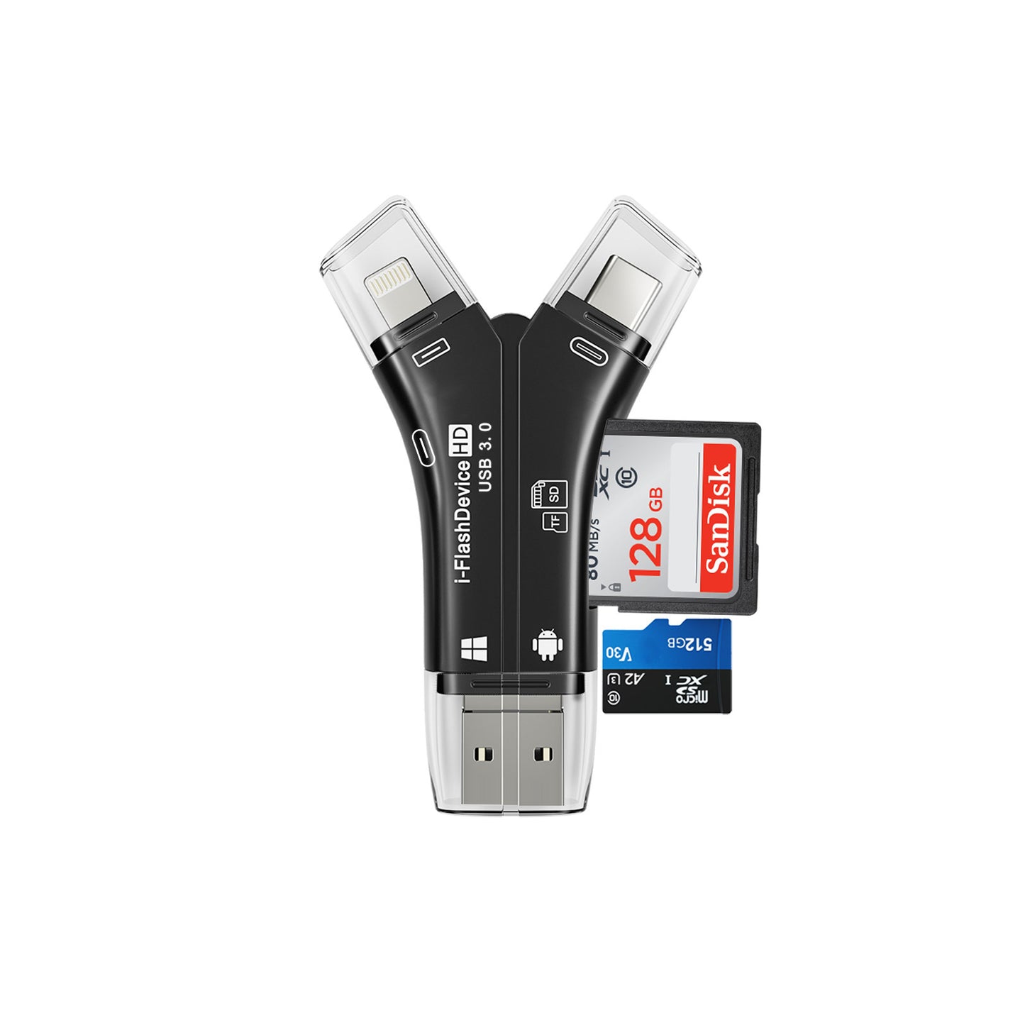 Lector de Tarjetas para Teléfono Móvil TF SD Multifuncional Cuatro en Uno Universal